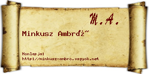 Minkusz Ambró névjegykártya